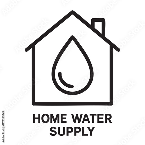 A house icon with a water droplet inside suggesting home water provision