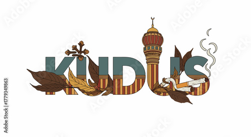 Illustrative depiction kudus city indonesia with culture and traditional style