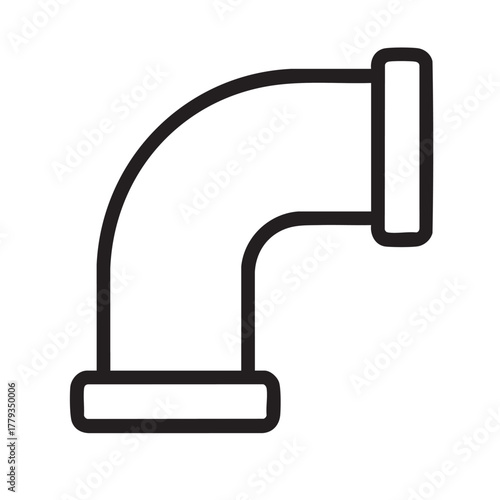 Simple black and white line drawing of a plumbing 90 degree elbow