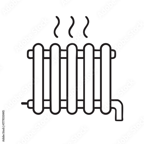 Simple line drawing of a classic radiator emitting heat waves