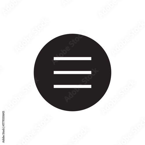 Circular Hamburger Menu Navigation Button Icon