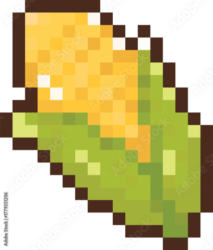 Pixel Art Yellow Corn Cob Vegetable