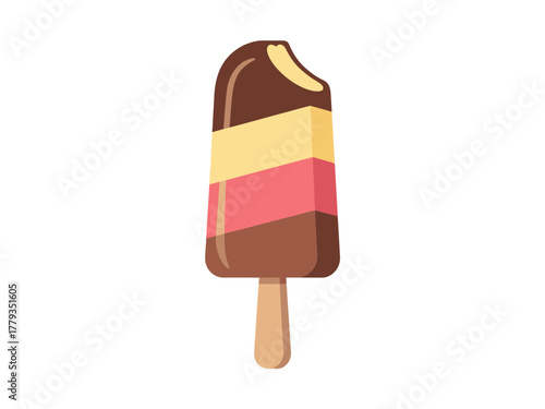 A delicious triple-layered ice cream bar is ready to be enjoyed.