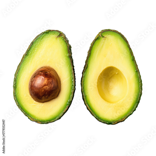 Freshly Cut Avocado Halves Showing Seed and Creamy Texture in Bright Lighting