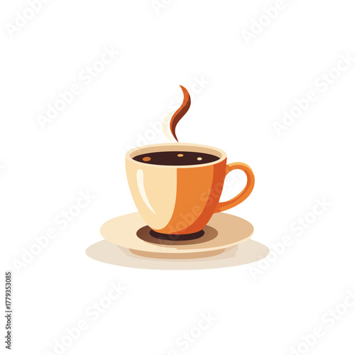 Flat Design Coffee Cup Illustration – Minimal Hot Beverage Cartoon Icon

