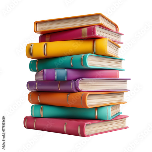 Wallpaper Mural Colorful Stack of Books Showcasing Vibrant Covers on a White Background. Torontodigital.ca