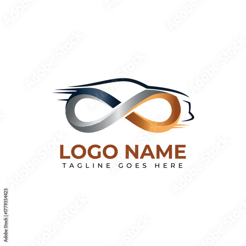 Sleek infinity car logo design symbolizing endless automotive possibilities and modern transportation solutions