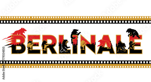 Graphic design of the berlinale logo with bears silhouettes and filmstrip border