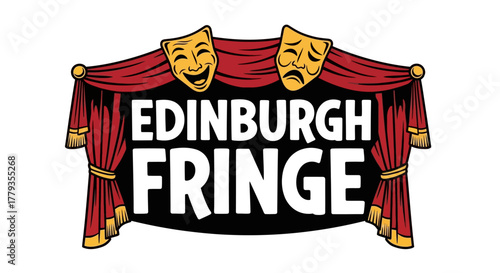 Vector illustration Edinburgh Fringe Festival logo with theatrical masks decoration