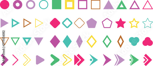 Flèche and Bullet point List Icon set. Text Editor and Content Formatting Symbols. Checklist Arrow and Document Formatting Icons. List Item and Navigation Pointer