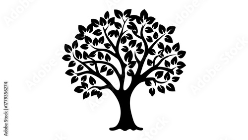 Tree of Life Silhouette: A minimalist silhouette of a majestic tree, symbolizing growth, life, and the interconnectedness of nature.
