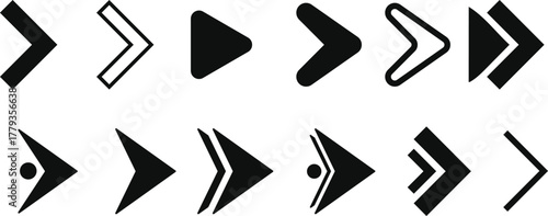 Flèche and Bullet point List Icon set. Text Editor and Content Formatting Symbols. Checklist Arrow and Document Formatting Icons. List Item and Navigation Pointer