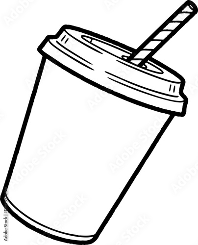 cup with straw doodle icon
