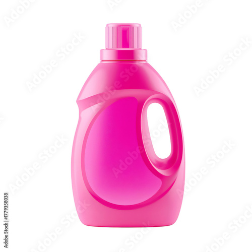 Bright Pink Liquid Detergent Bottle for Laundry Use on a Clean, White Background