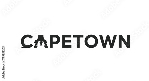 Flat vector capetown logo with penguin design and modern font
