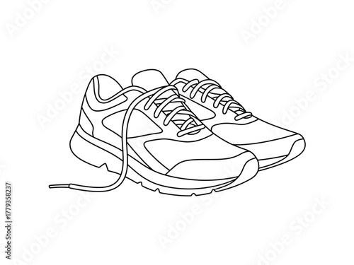 A pair of athletic running shoes with laces displayed on a white background.