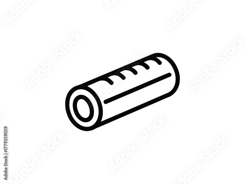 A simple line drawing of a cylindrical object with markings along its length