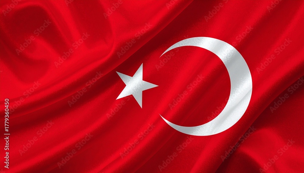 Obraz premium Turkish flag with red field, white crescent, and star—evoking sacrifice, faith, and national pride.