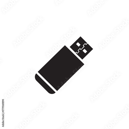 "Outline of a USB stick representing data storage or file transfer device."
