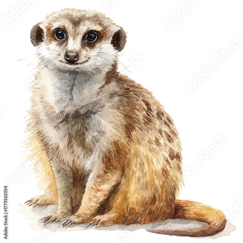 Meerkat watercolor drawing vector, premium quality illustration on a clean white background.