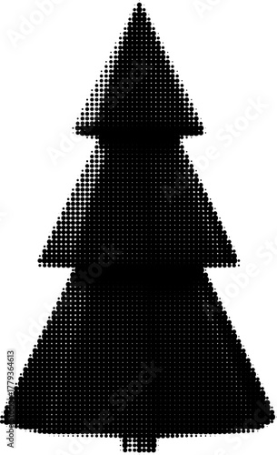 polygonal Christmas tree halftone icon