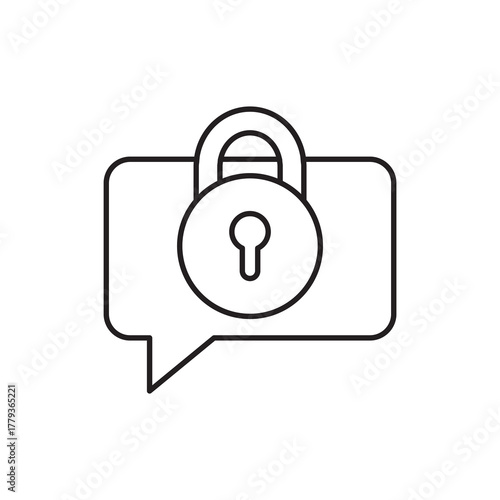 Private Locked Secure Chat Outline Icon