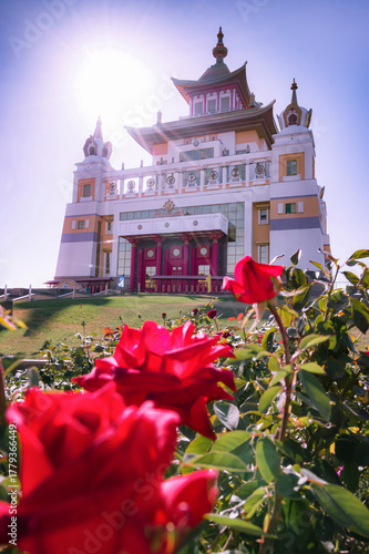 The largest Buddhist temple in Russia. City of Elista	