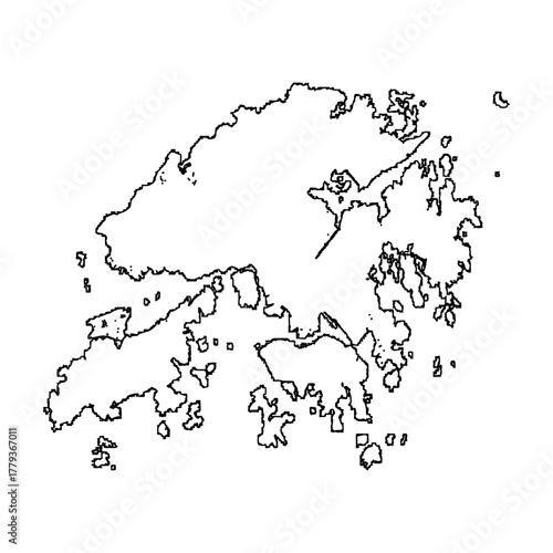 Hong Kong outline map. Hong Kong map vector. Hong Kong map on white background