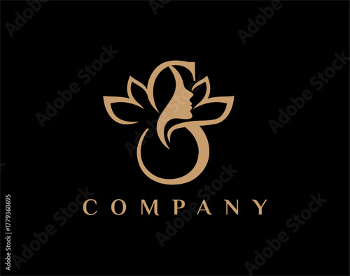 Letter S Beauty Face Lotus Flower Logo Design