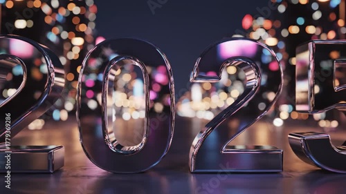 New Year 2025 Celebration with City Lights and Festive Atmosphere.