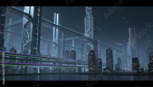 Futuristic Cityscape at Night - A Vision of Tomorrow.