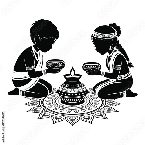 Cute cartoon vector illustration of Hindu god Ganesha in a fun artistic design