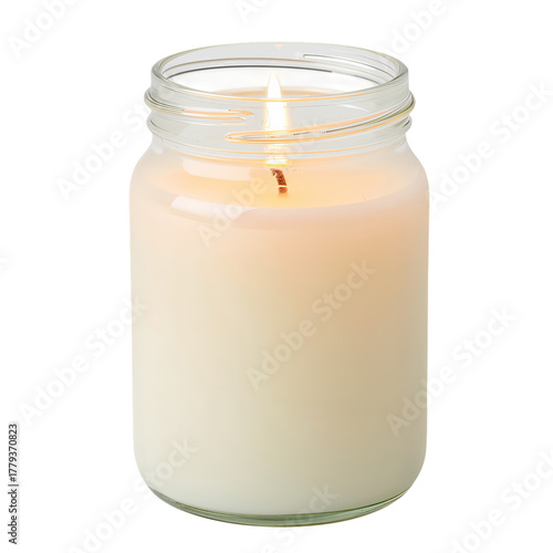Soft Glow From a Burning Candle in a Clear Glass Holder on a Serene Evening.