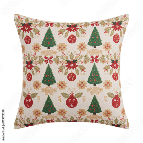 Decorative Christmas Pillow With Festive Patterns, Perfect for Holiday Decor ...