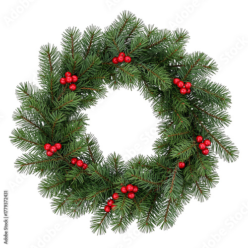 Holiday Wreath With Greenery and Red Berries Perfect for Festive Home Decoration