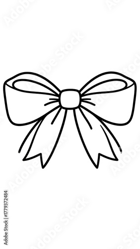 Black and white illustration of a tied ribbon bow, simple outline