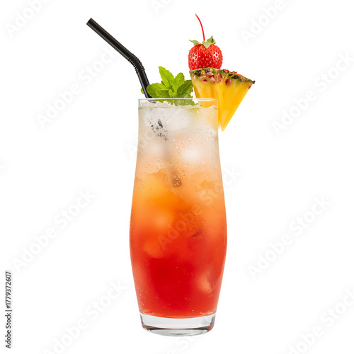 Refreshing Tropical Cocktail Served in a Stylish Glass With Garnish of Fruit ...