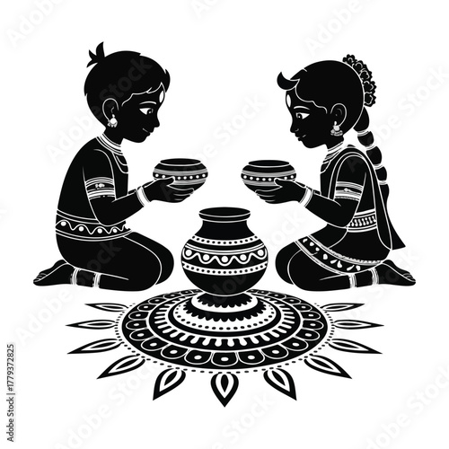 Cute cartoon vector illustration of Hindu god Ganesha in a fun artistic design