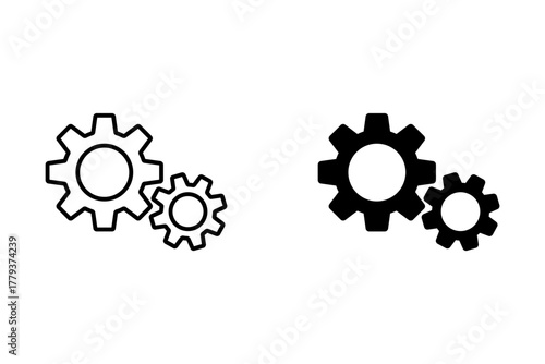 Gear icon set. Gear Settings symbol, cogwheel. Functions symbol. Settings icon vector Illustration.	