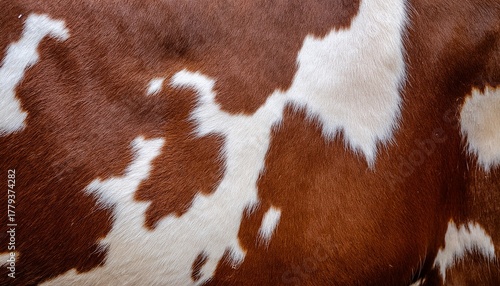 close up of a realistic cowhide pattern featuring natural brown and white spots the organic texture of the animal skin provides an authentic for western themed designs interior decor mockups