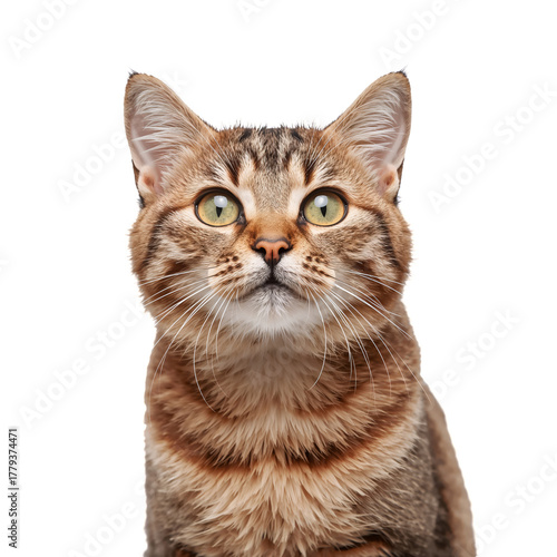 Cute Tabby Kitten Sitting and Looking Curiously at the Camera During a Bright...