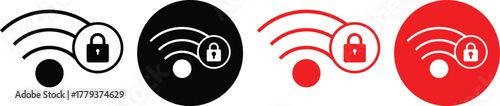 Security wifi internet icon set. Network protection symbols. Private wifi internet icon. Wireless internet protection signs 
