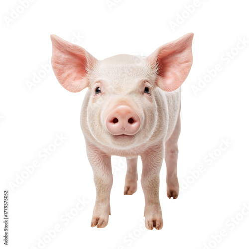 Cute Piglet Standing and Looking Directly at the Camera With a Curious Expres...