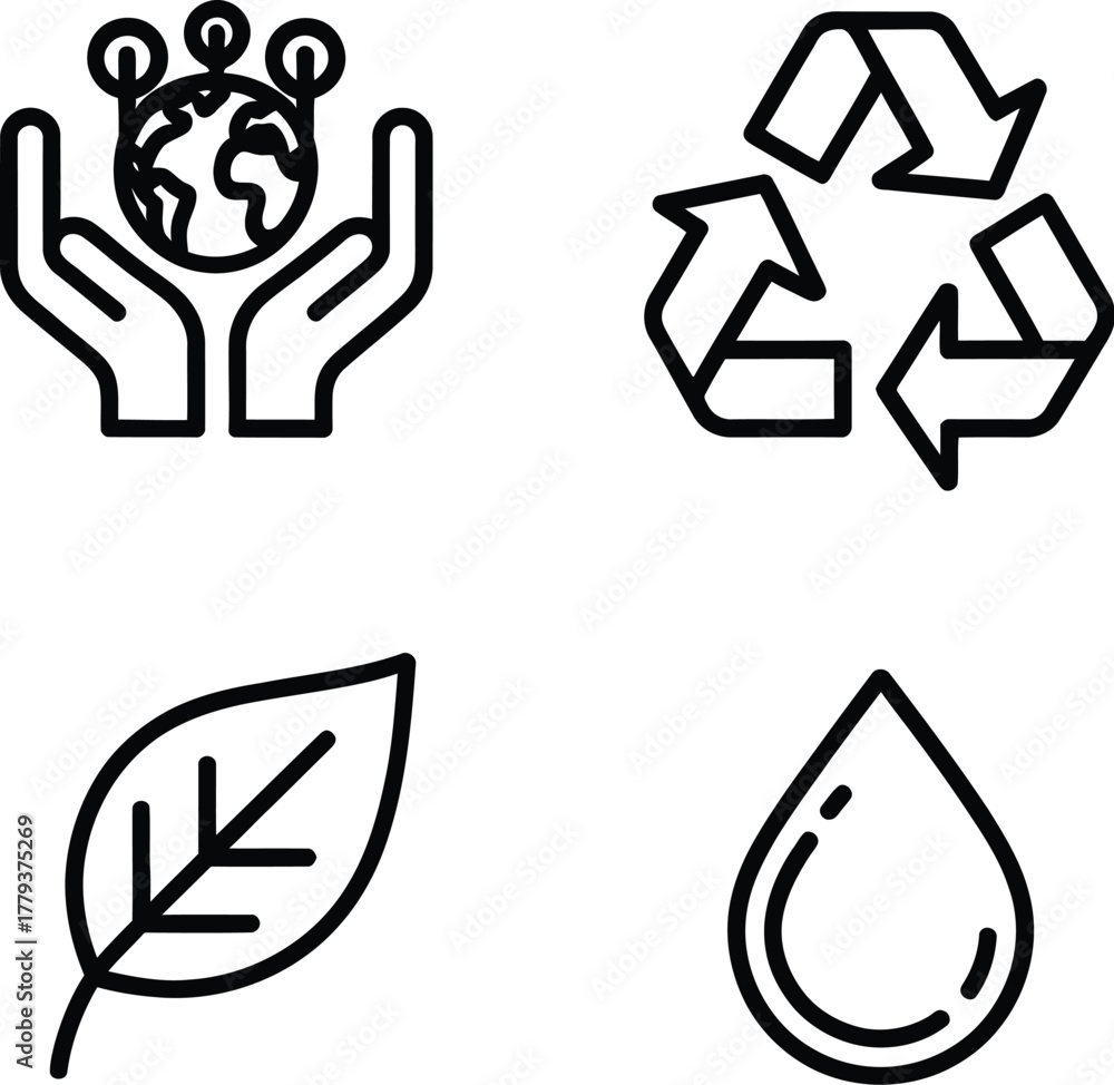 Obraz premium Ecology Environment Linear Icons Conceptual