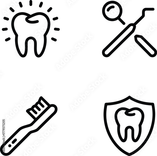 Dental Care Icon Collection Oral Hygiene Protect