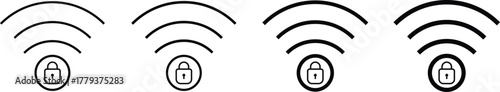 Security wifi internet. Private wifi internet icon set. WiFi protection and safety symbols. Wireless Network Protection Symbols.