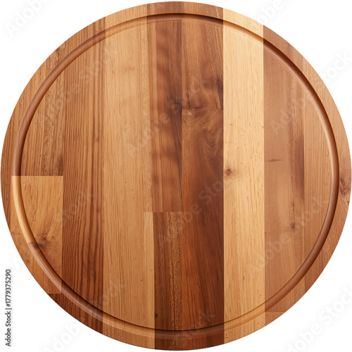 Round Wooden Serving Board Made of Mixed Hardwoods for Kitchen Use or Enterta...
