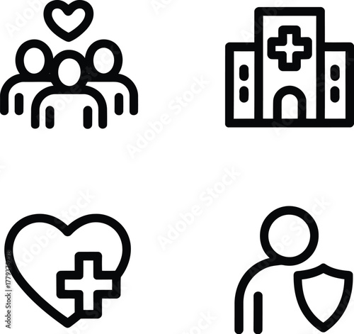 Healthcare Team with Heart Icon Symbol