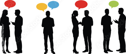 communication, dialogue, conversation, speech, bubble, people, silhouette, vector, talk, discussion, idea, cad, drawing, flat, illustration