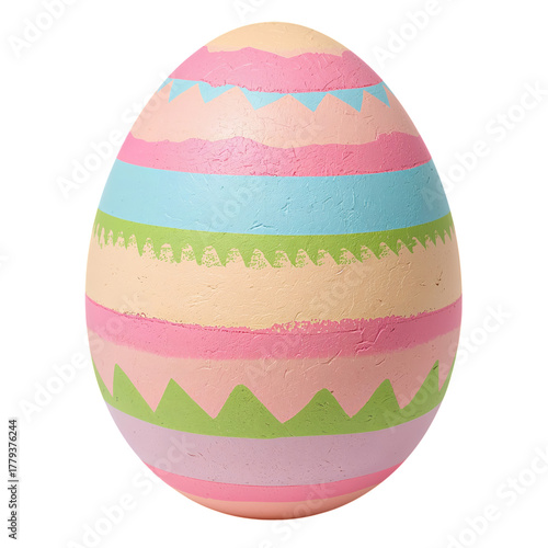 Colorful Decorative Egg With Stripes Displayed for an Easter Celebration or S...